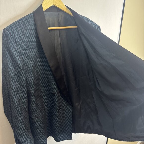 Vintage Reda Italy Tuxedo Jacket Teal Black Shawl Lapel Men 42 R - Picture 6 of 8